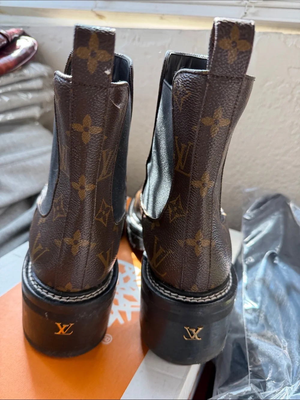 Louis Vuitton Monogram Pull-On Chelsea Boots in Brown